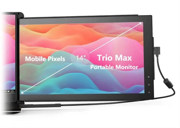 Mobile Pixels Trio Max Portable Monitor, The On-The-Go Dual-Screen Laptop Monitor, 14" Full HD IPS Display, USB A/Type-C, Plug and Play, Sleek Design (1pc 14" Trio Max)